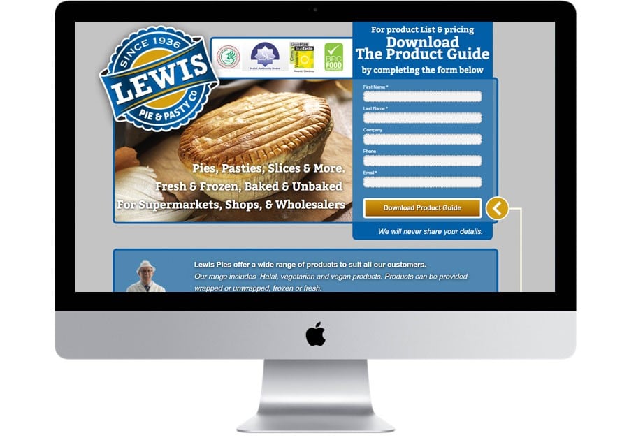Lewis Pies landing page