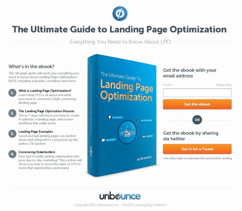 Landing page example from Unbounce