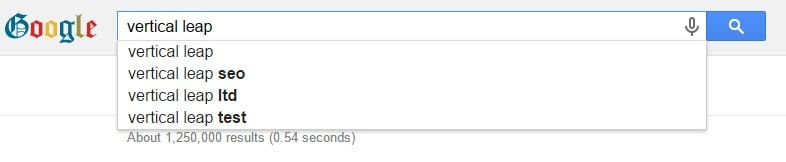 Google auto complete with Vertical Leap search term