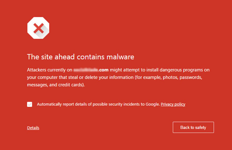 The dreaded Google malware screen