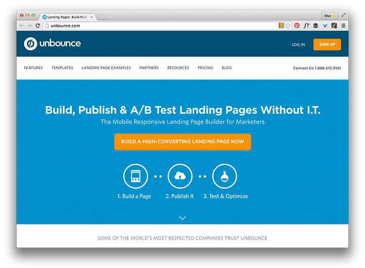 Unbounce home page