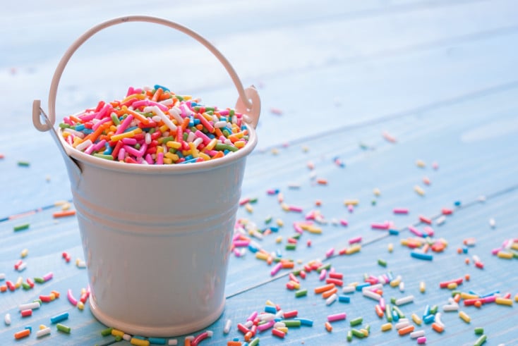 Sugar sprinkle dots, decoration for cake and bakery