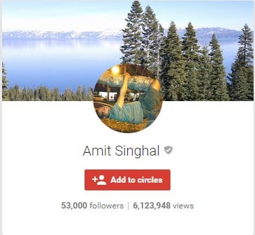 Amit Singhal Google Plus - Former Vice President of Google