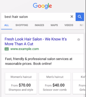Google best hair salon price extensions