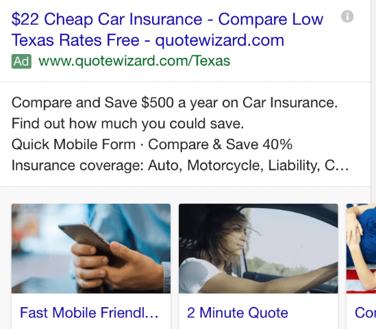 cheap-car-insurance image sitelink extensions