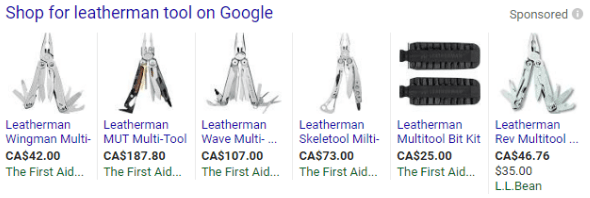 Leatherman tool product listing ads