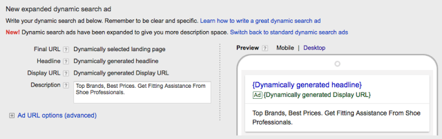 Google Dynamic search ads (DSAs)