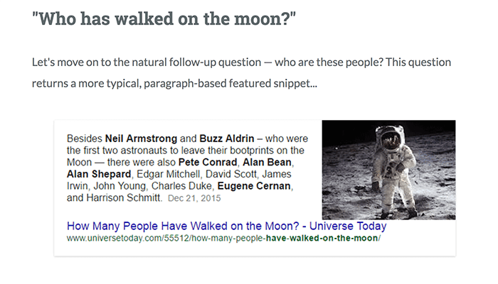 Who has walked on the moon? Search result