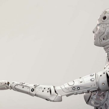 Robot with hand outstretched