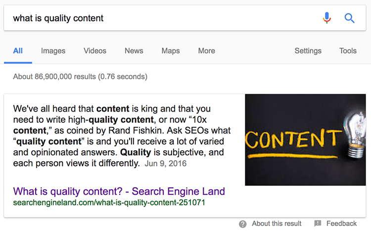 What is quality content Google answers