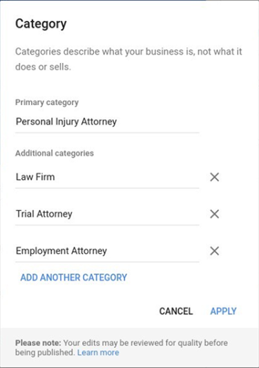 Personal injury attorney in Google Business Profile