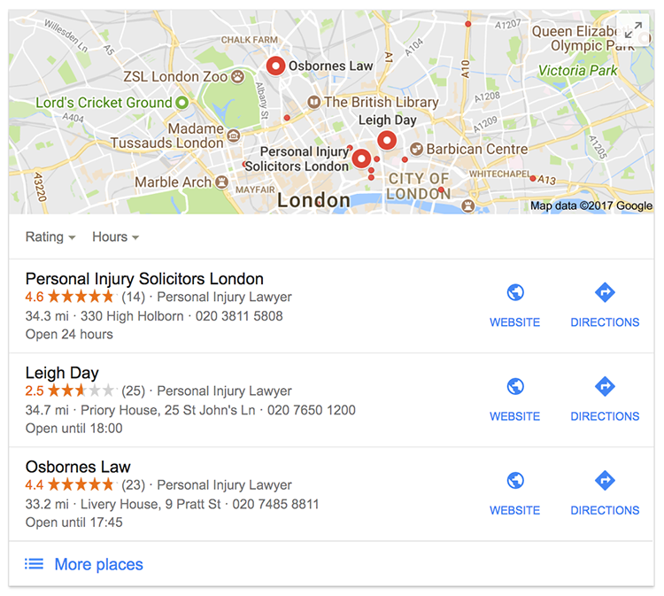 3 pack of local SEP results in London