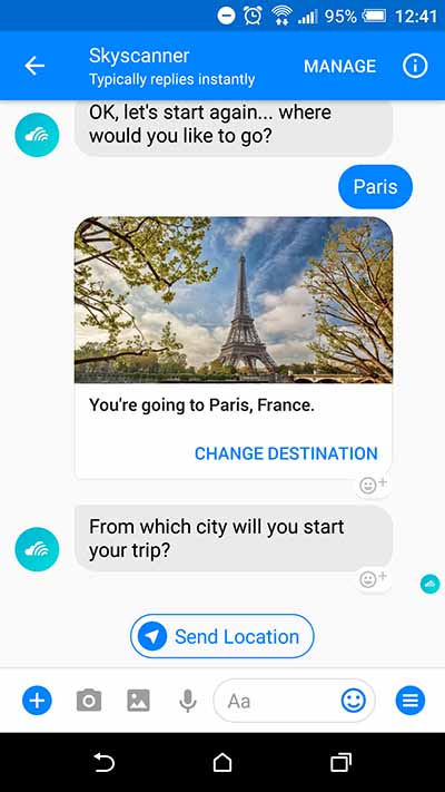 Skyscanner chat bot