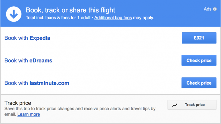 Google flights experience