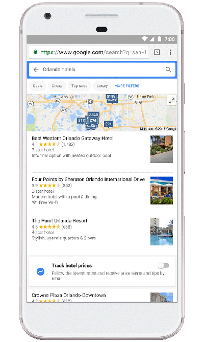 Google - track hotel prices screenshots