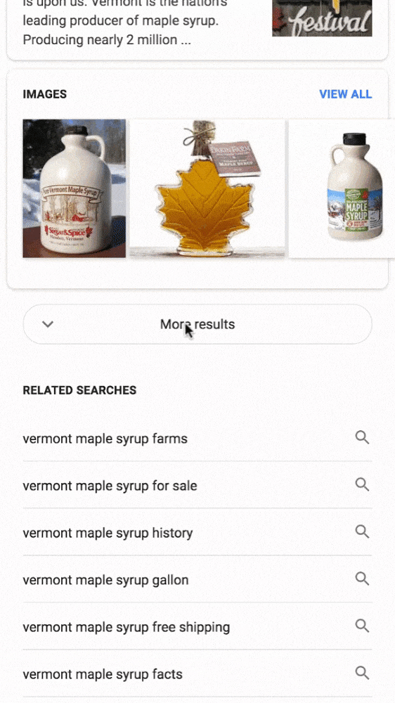 Google More Results on mobile