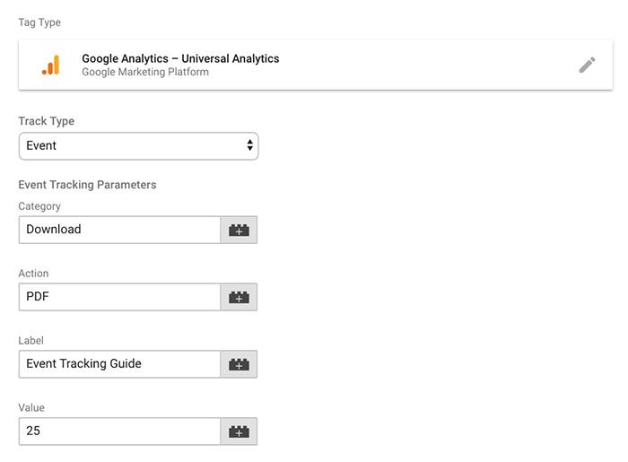Configuring the Google Analytics tag type