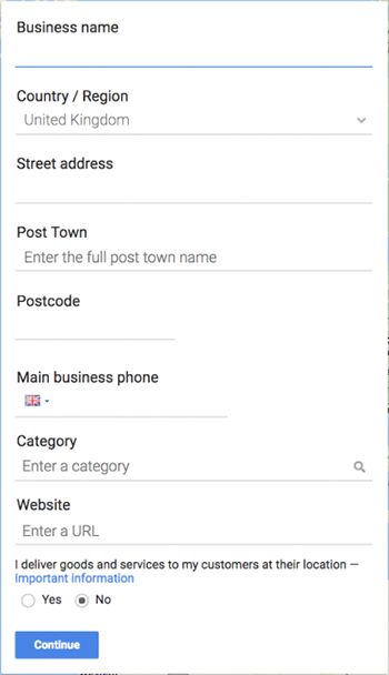 Google Business Profile account details 