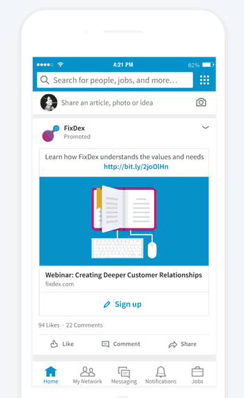 Example of how to sign up to programmes on LinkedIn