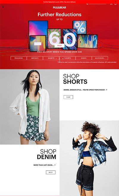 Pull and Bear landing page