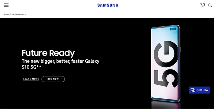 Samsung landing page