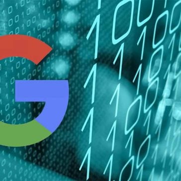 Google logo with data in the background