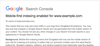 Google search console showing mobile-first indexing has been enabled
