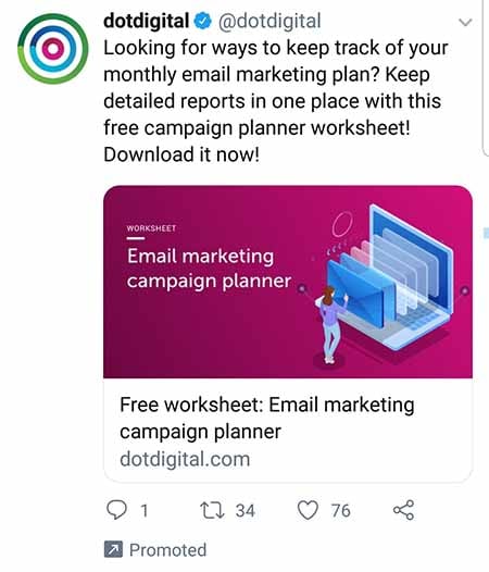 dotdigital tweet about email marketing campaign planner