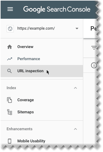 Google Search Console URL inspection tool