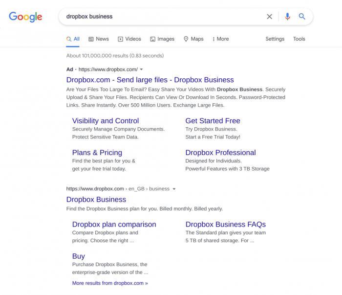 search results for Dropbox business