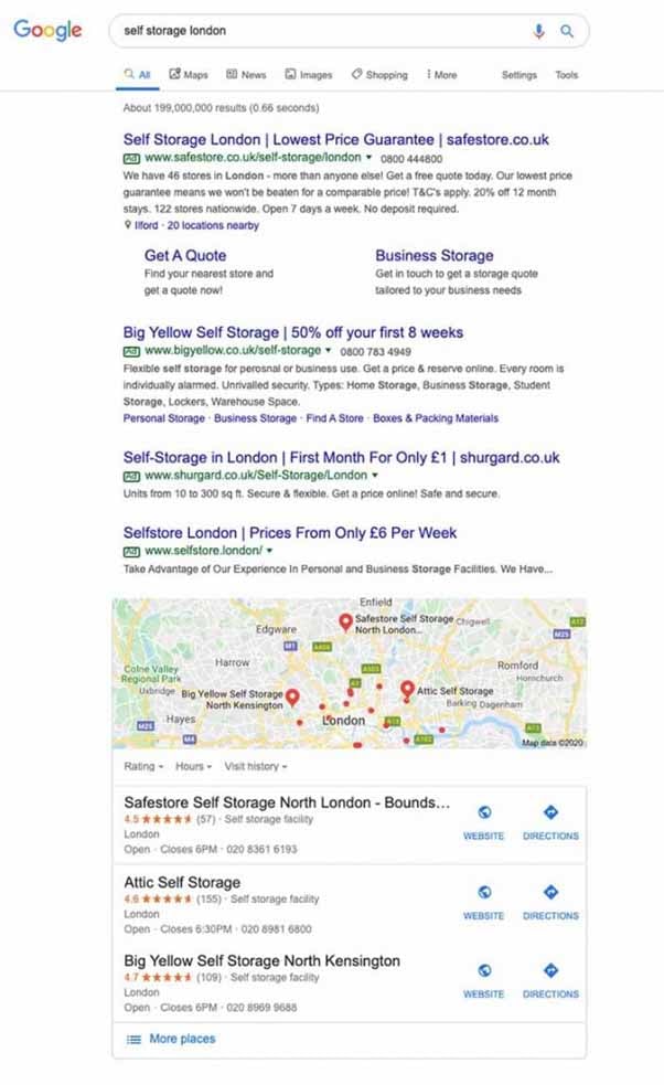 Search results for self storage london
