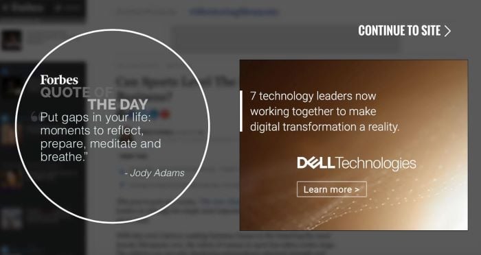 Interstitial on Dell website
