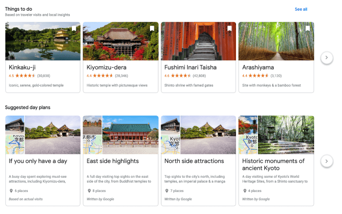 Google Trips things to do