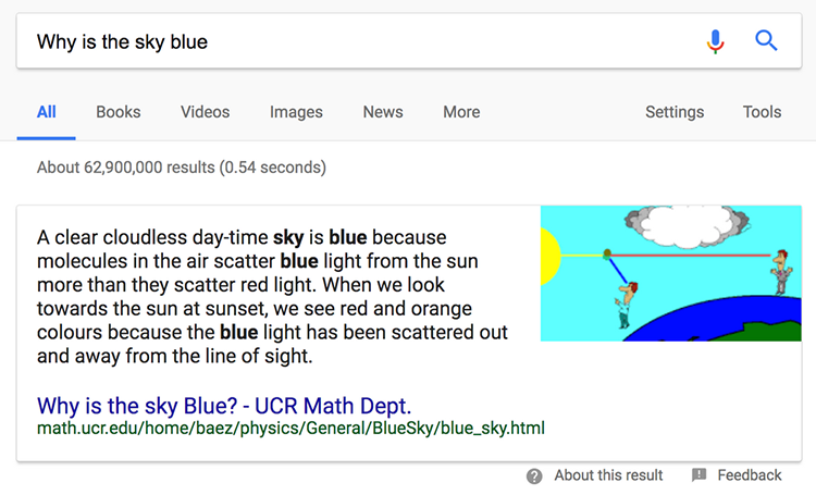Example of a featured snippet in Google