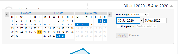 How to select a date range in Google Analytics