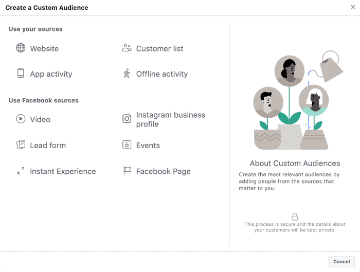 Create a custom audience in Facebook

