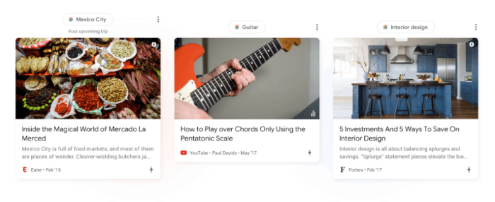 Google Discover personalised feed of content