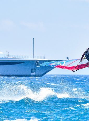 Flying Fish SEO CRO content and design case study header image showing someone doing watersports