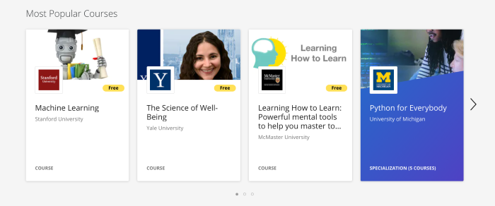 Free courses offered by Coursera
