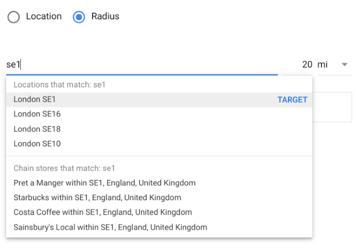 How to set up geotargeting in Google Ads - radius targeting