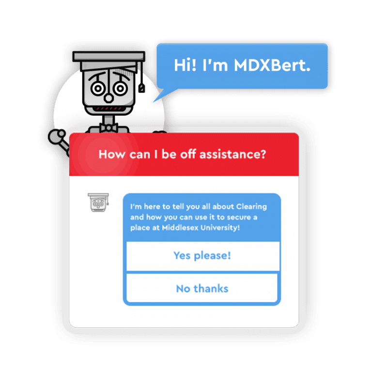 Middlesex University creative chatbot case study image showing the chatbot app