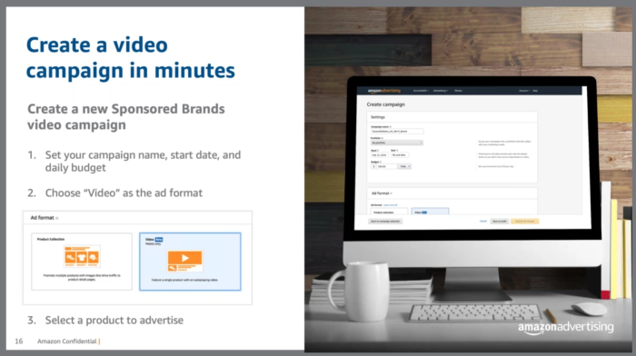 Amazon's tool to create sponsored brand video ads