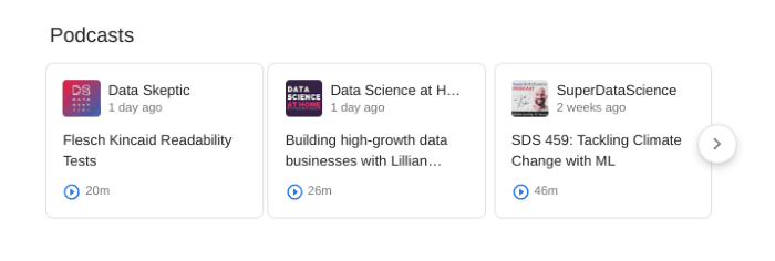 Search results for data science podcasts