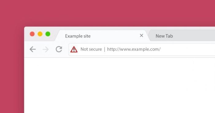 The exclamation mark that shows when a website is http non secure