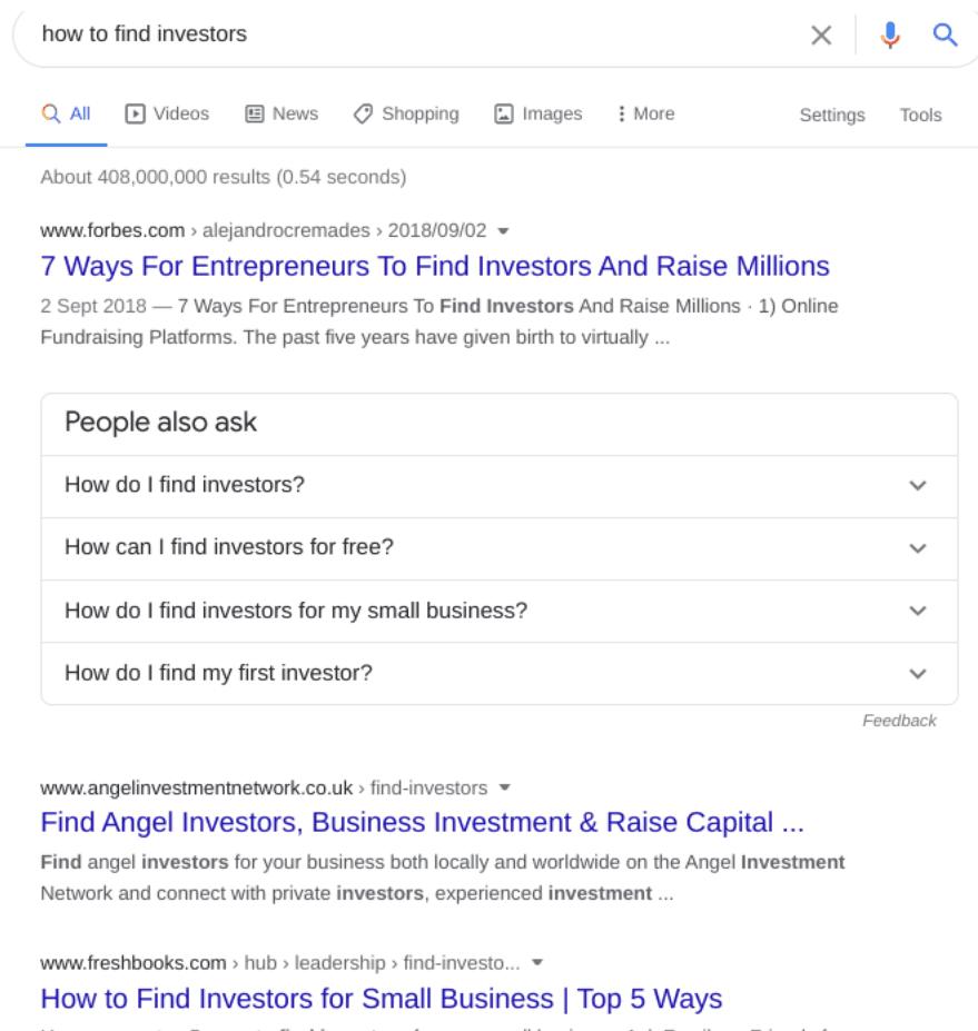 Search results for 'how to find investors'