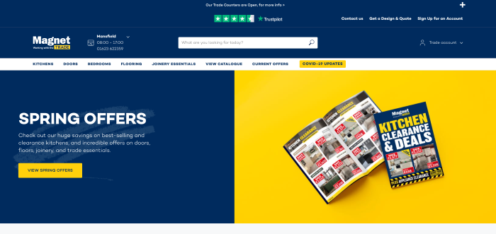 eCommerce B2B website Magnet homepage