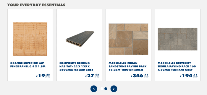 B2B eCommerce example showing Jewson everyday essentials