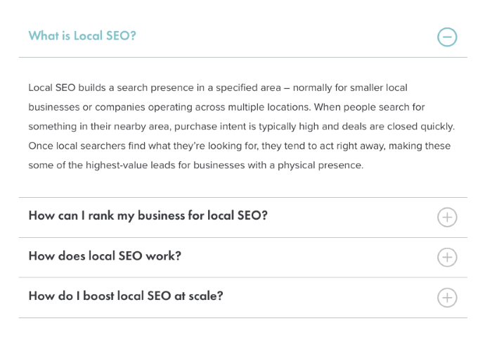 Local SEO FAQ sections