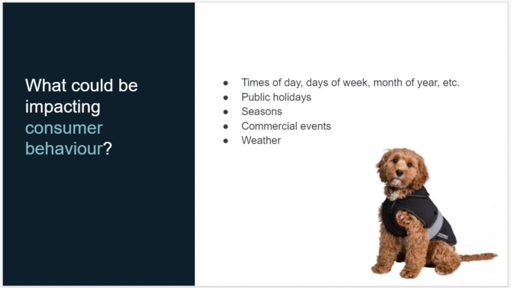 Factors that effect consumer behaviour such as times of day, events and weather