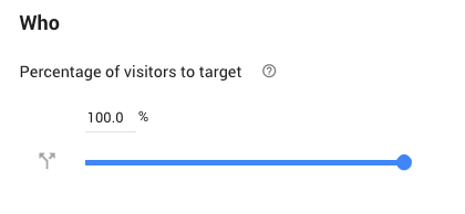 Choosing the percentage of visitors to target in an A/B test in Google Optimize 